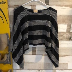 Gray & Black Crop Poncho Sweater